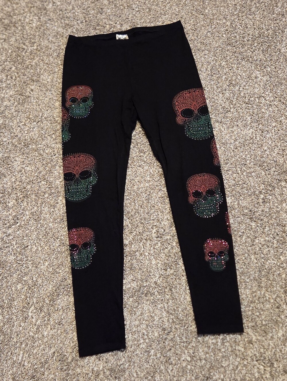 Vocal Apparel Rhinestone Sugar Skull Leggings